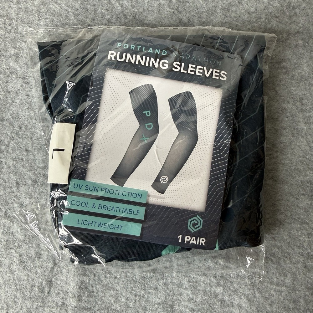 New Portland Oregon PDX Running Sleeves Black Gray Blue‎ Run Size Large